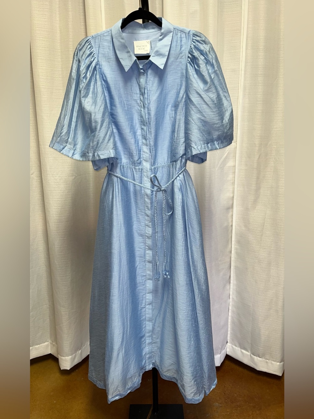 HYACINTH HOUSE powder blue Cindy Midi Dress | size large - Picture 2 of 11